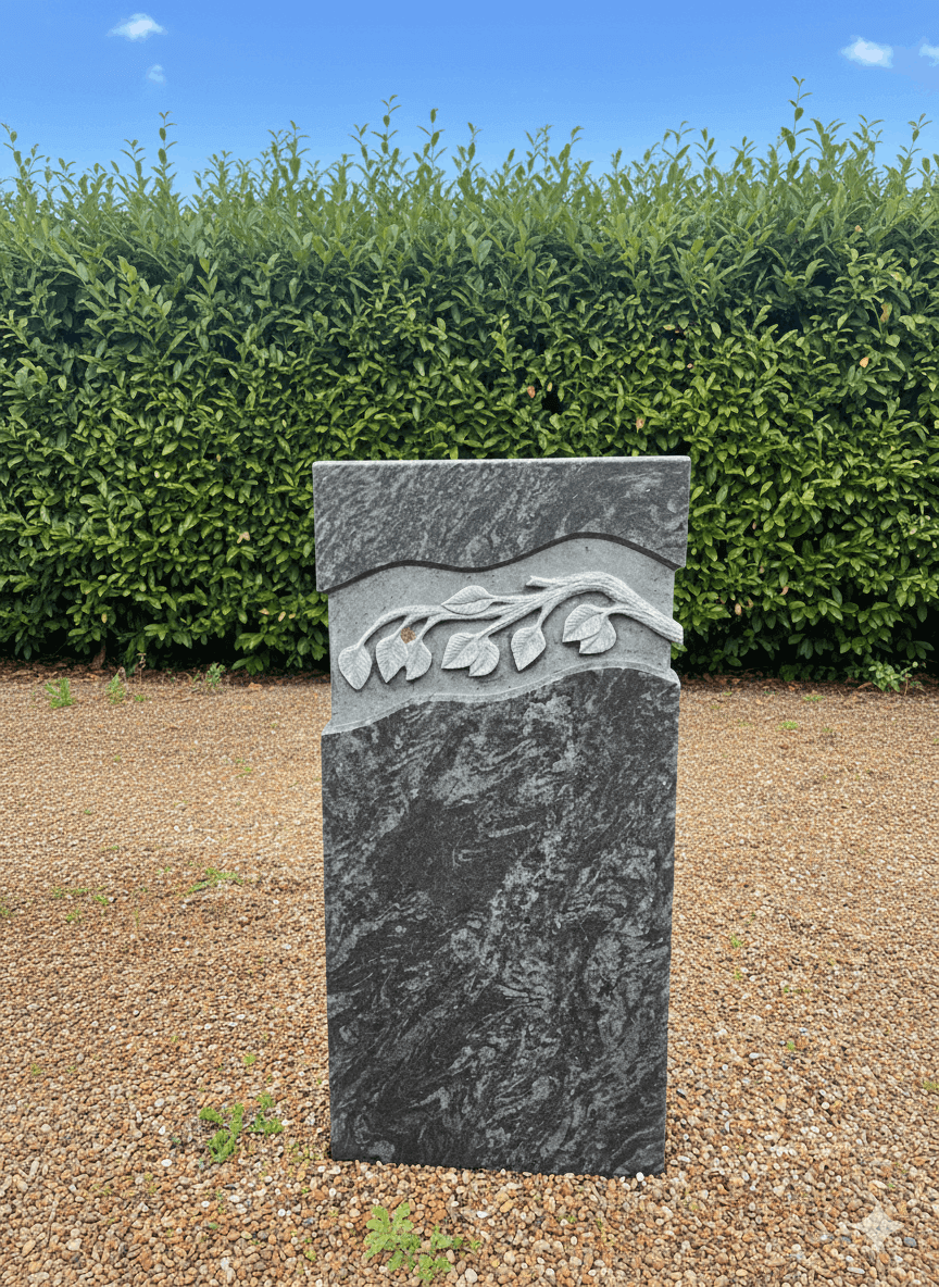 Stele Orion satiniert mit plastischem Zweig