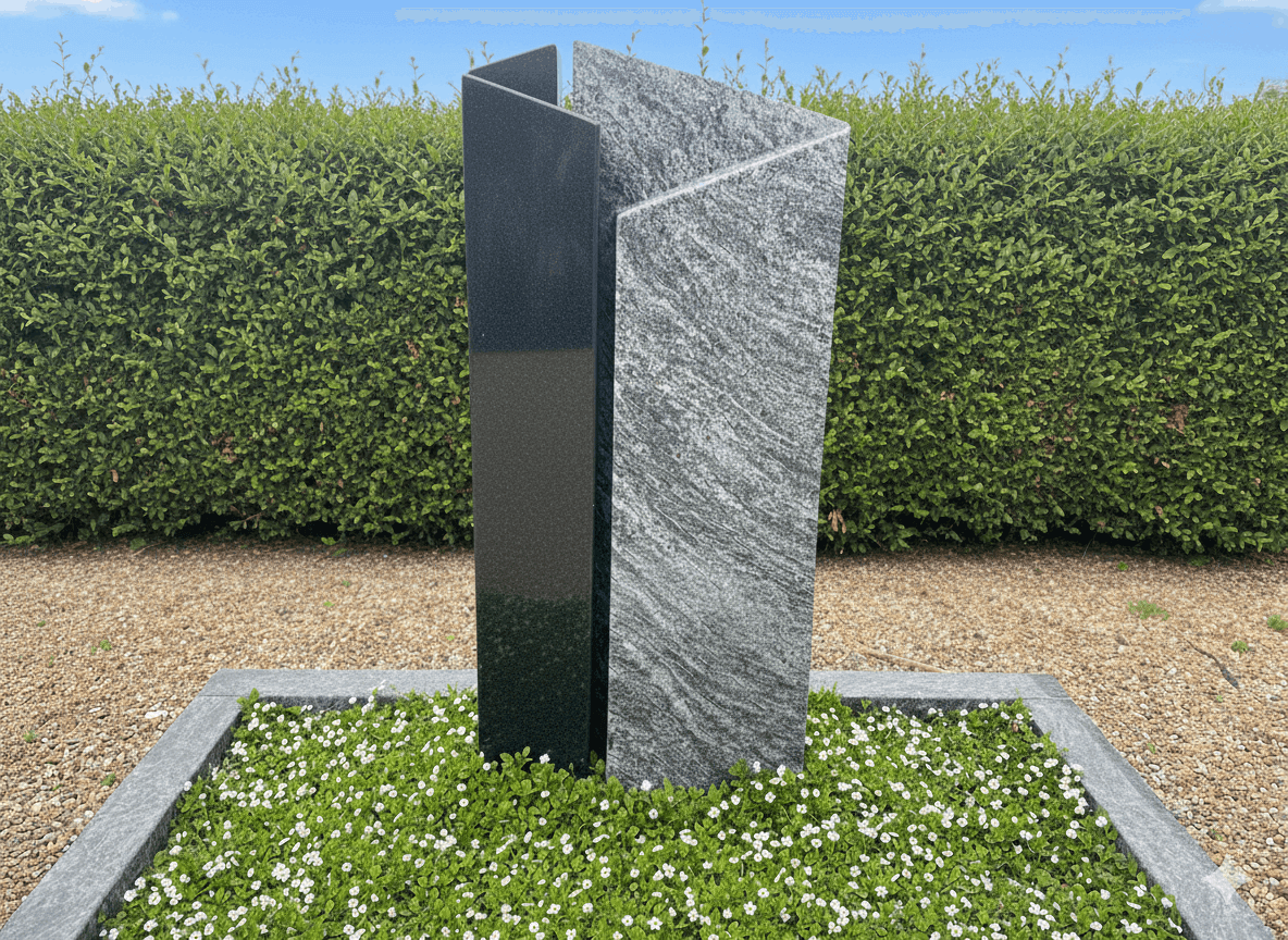 Urnengrab Doppelstele Nero Assoluto India Orion